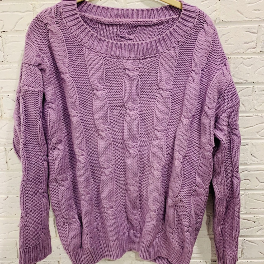 Beautiful purple cable knit sweater!